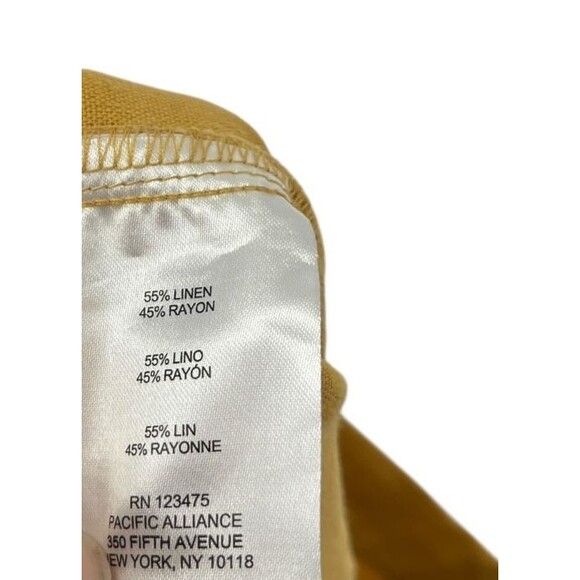 Ellen Tracy Pants Women's Size XL Yellow Maize Linen Blend Drawstring Waist - Picture 6 of 6